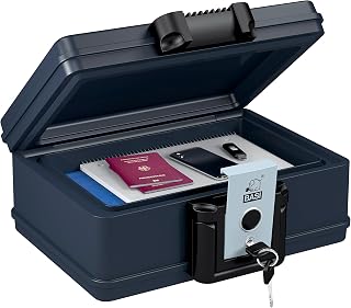 BASI | Feuerfeste und Wasserdichte Dokumentenbox | Sicherheitskassette aus Kunststoff | abschließbar 2 Schlüssel | mit Tragegriff | Volumen 4,9 Liter | L35,4 x B28,2 x H15,4 cm | Small