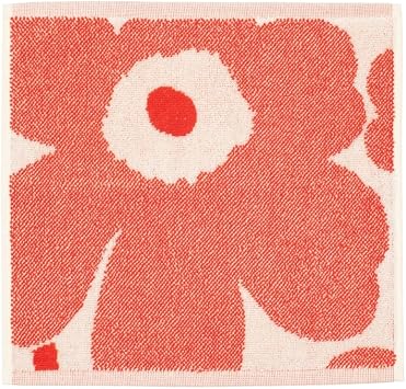 MARIMEKKO Unikko Red Mini Towel Floral Cotton Terry Washcloth Iconic Floral Design by Maija Isola 13 x 13 in 33 x 33 cm