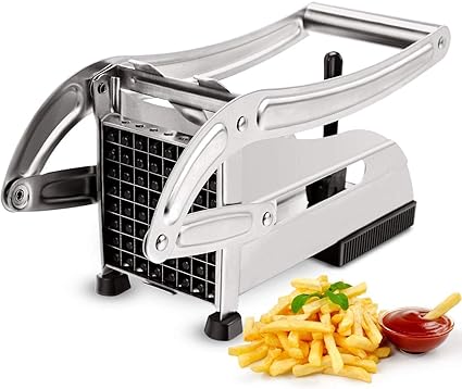 Hatanu Mall Stainless Steel Strip Cutting Machine/Slicer/Chopper Dicer with 2 Blades for French Fries Cutter Potato Chipser French Fries Chips Maker