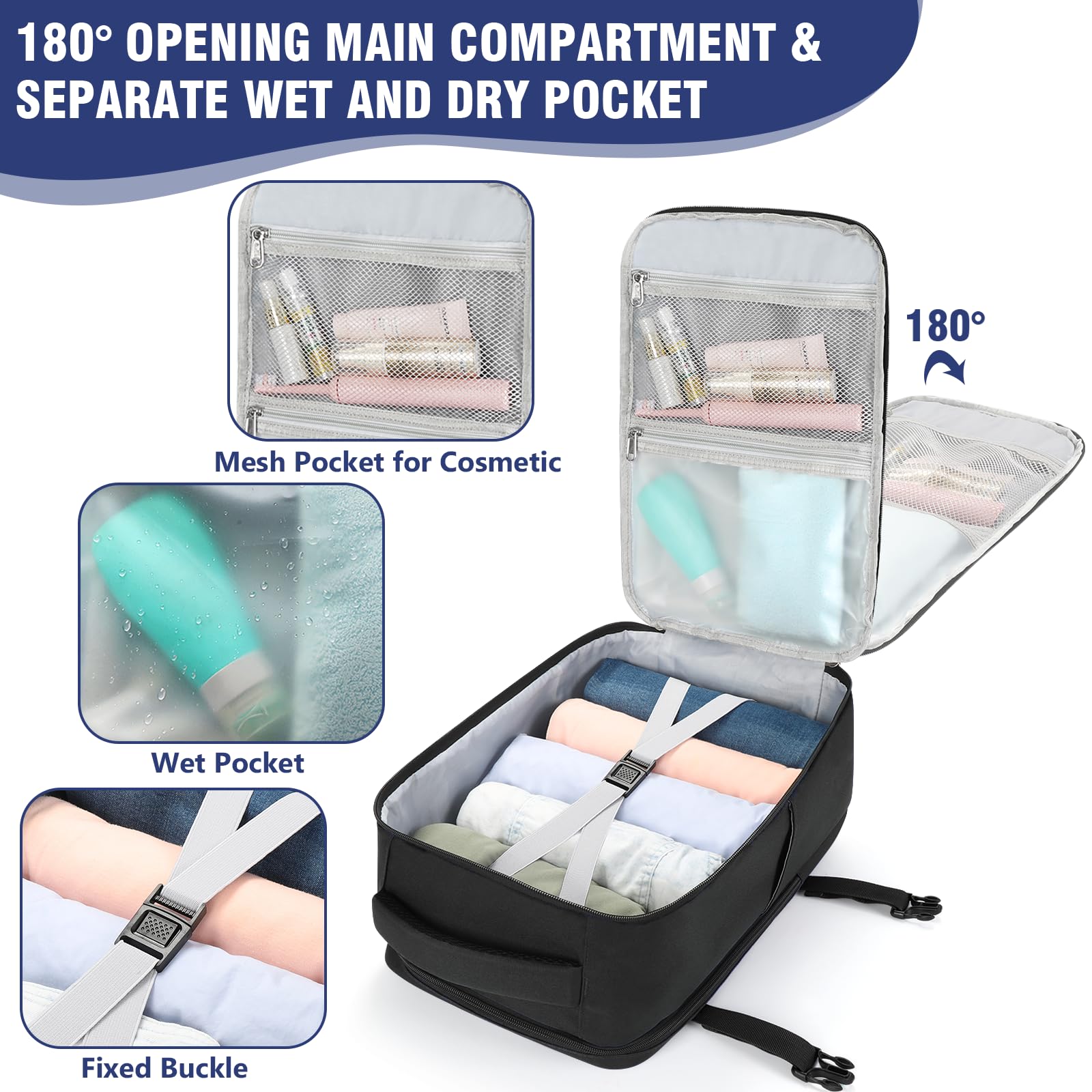 YOKGO Zaino Ryanair 40x20x25, Zaino da viaggio,Bagaglio a Mano 40x20x25 Ryanair, Zaino da Viaggio Aereo Bagaglio a Mano, Zaino Scuola, Zaino Porta PC 15,6”Zaini Zaino Aereo Sotto il Sedile Donna Uomo