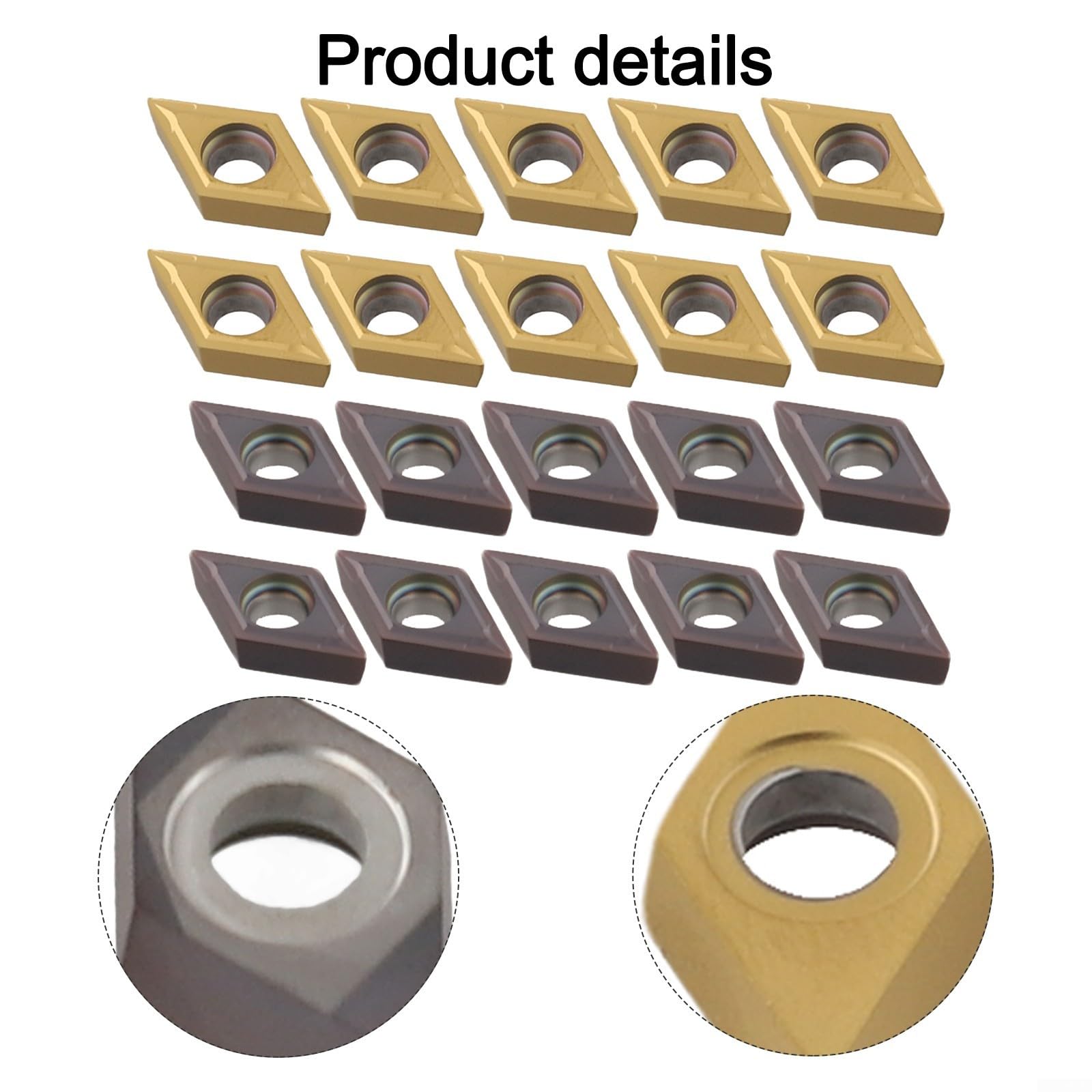 20 Stück DCMT11T304 Hartmetall-Wendeschneidplatten für CNC-Drehen, CVD-beschichtet für Stahl und Edelstahl, Radius 0.4 mm, verschleißfest