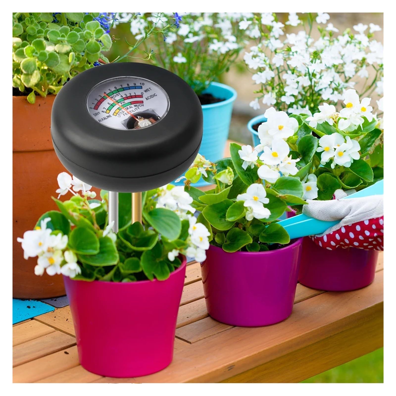 Medidor de humedad del suelo Medidor De PH Del Suelo, Detector De Sensor De Humedad Con Modo De Sonda Dual De Metal, Analizador De Fertilidad Del Suelo For Plantas De Jardín, Flores Y Verduras Fiable