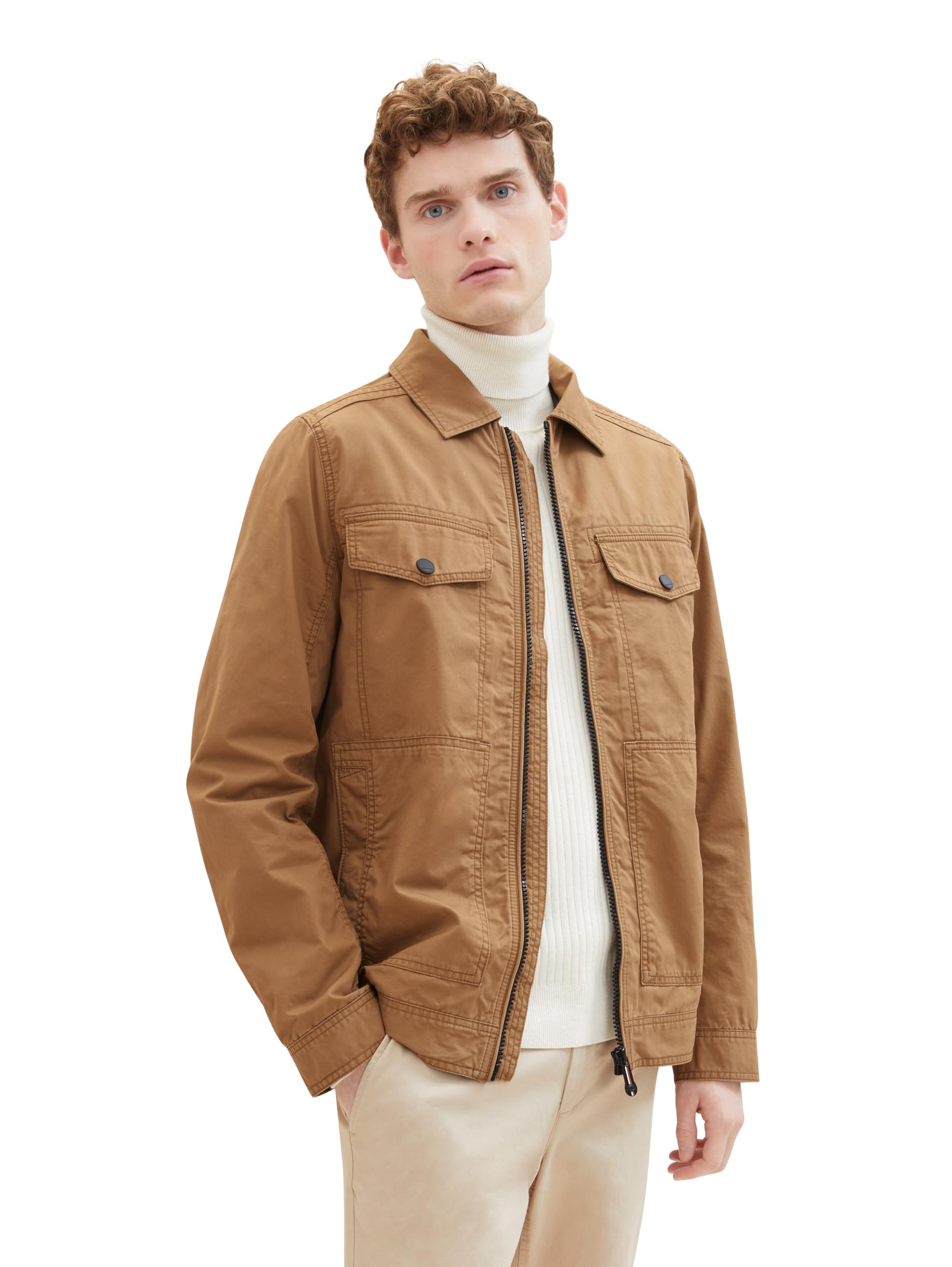 TOM TAILOR Herren Casual Blouson Übergangsjacke aus Baumwolle, 15078 - Otter Brown, M – Ansicht 2