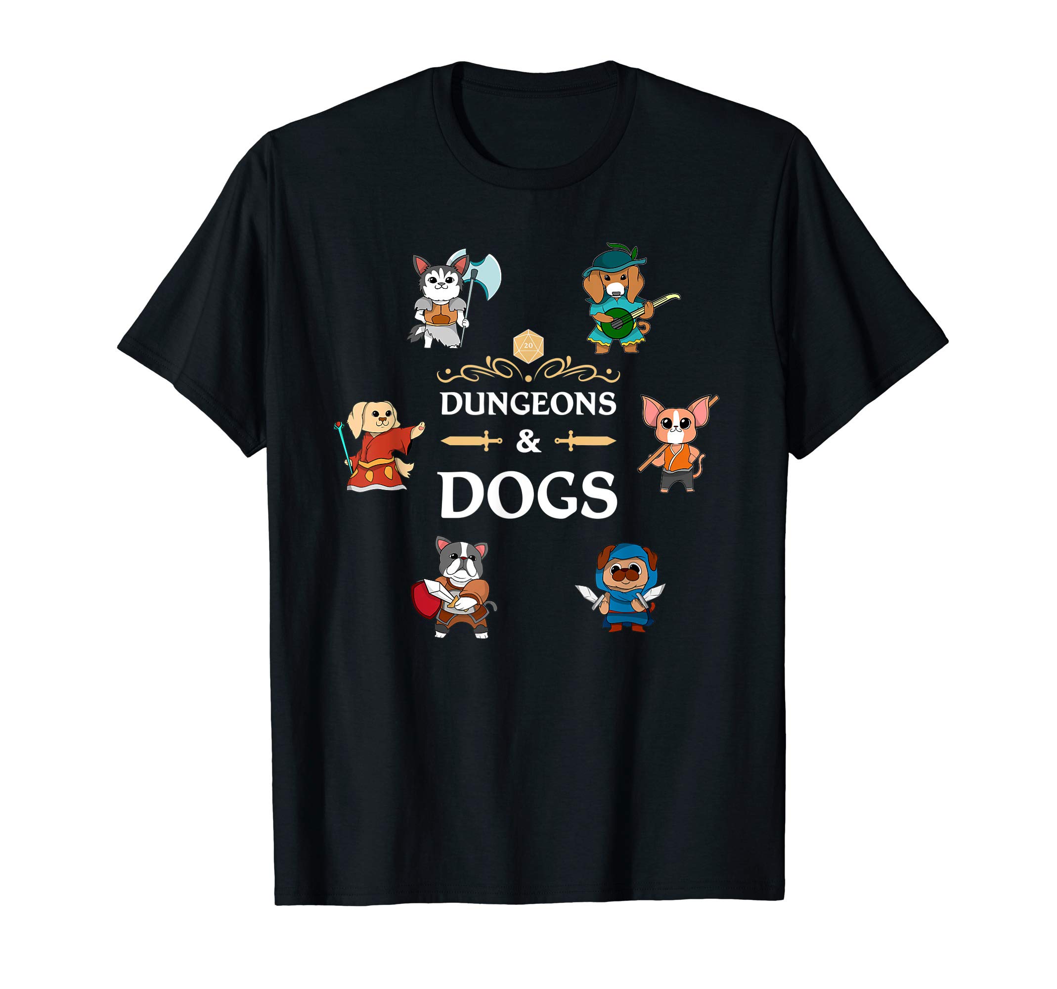 Tabletop Gamer Dogs RPG D20 Dice Fantasy Roleplaying Gaming T-Shirt