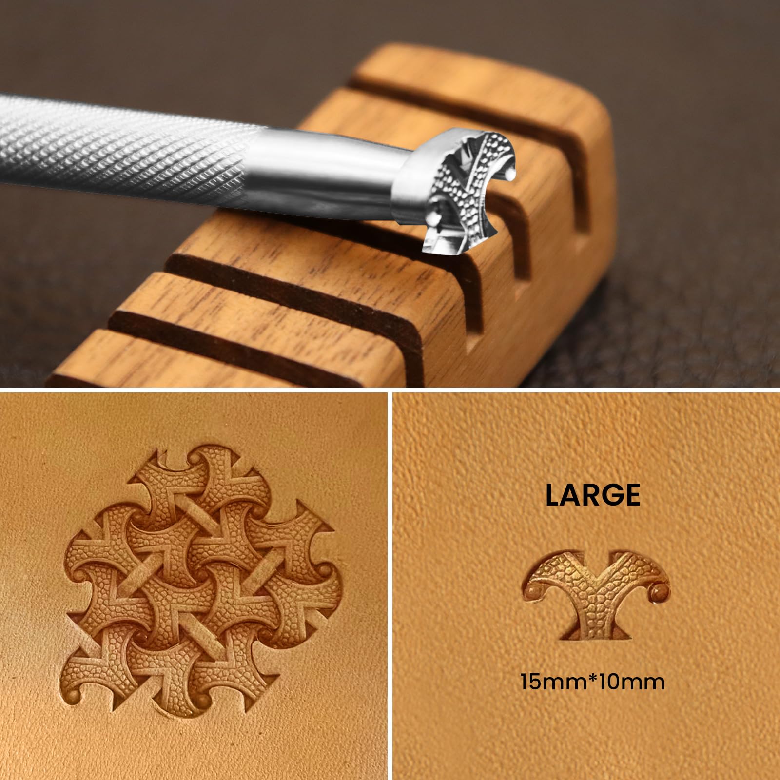 Armor Patten Leather Stamp Traditional Geometric Leathercraft Stamping Tool 304 Stainless Steel Carving for DIY Crafttool (15mm*10mm)