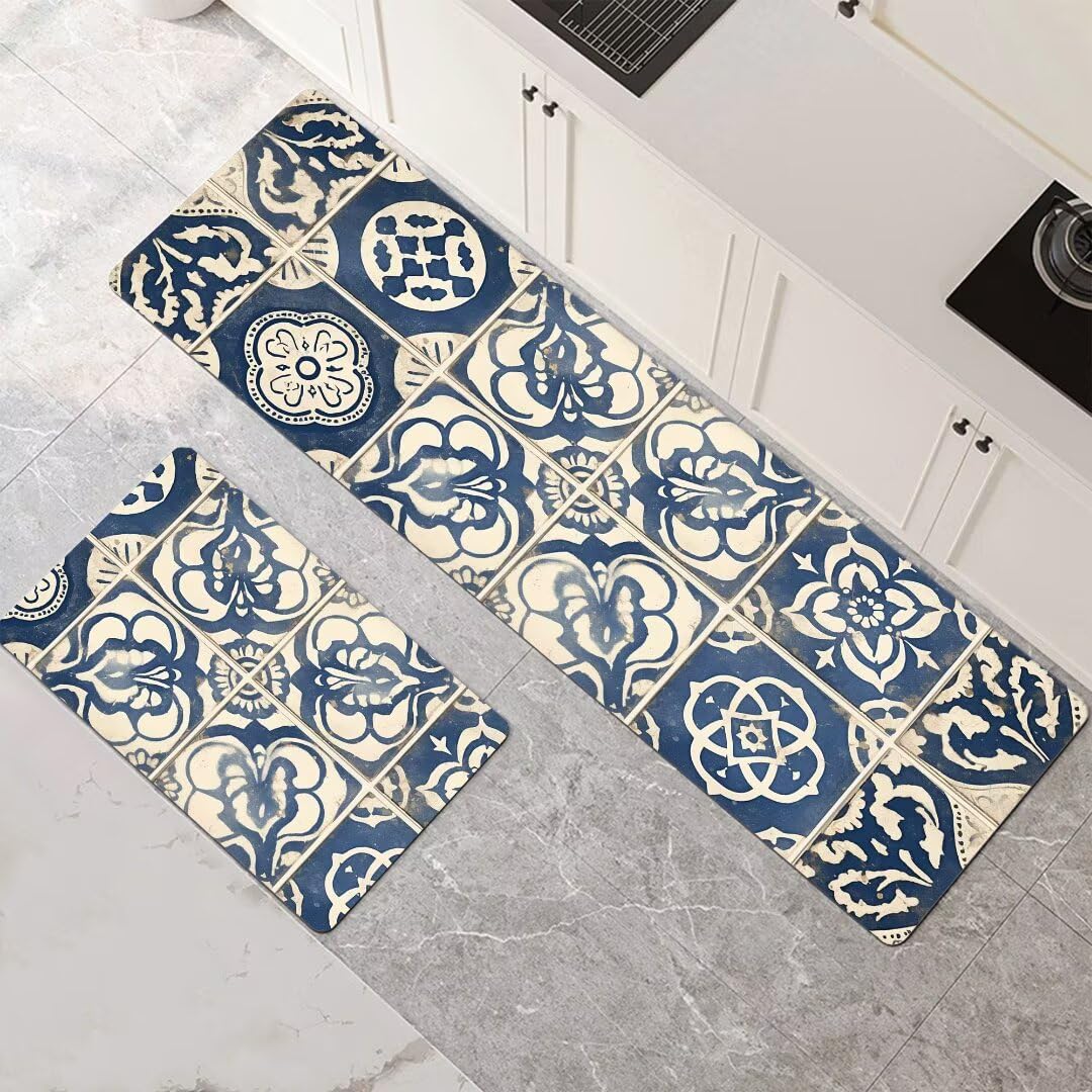 Alfombras de cocina lavables y antideslizantes de secado rápido, juego de 2 piezas