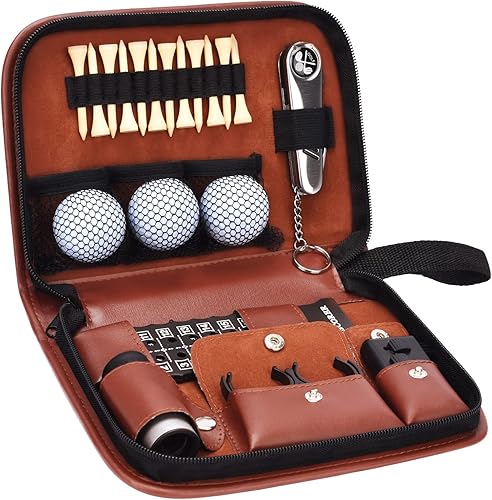 Jiskan Regalos de golf para hombres y mujeres, juego de accesorios de golf con estuche de alta gama, pelotas de golf, telémetro, camisetas de golf,