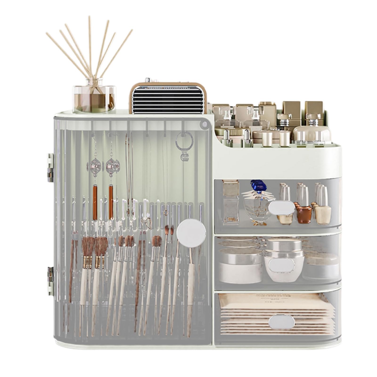 Mllepjdh Capacity Jewelry Organiser Dustproof Cosmetic Tool Holder Multilayer Storage Box for Brushes and Small Items Living Room Organiser
