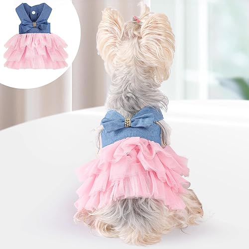 Miniatura 1 de Vestidos para perros pequeños y niñas, ropa de verano para mascotas, camisola, cachorro, vestido de princesa, trajes de gato, falda para perrito,