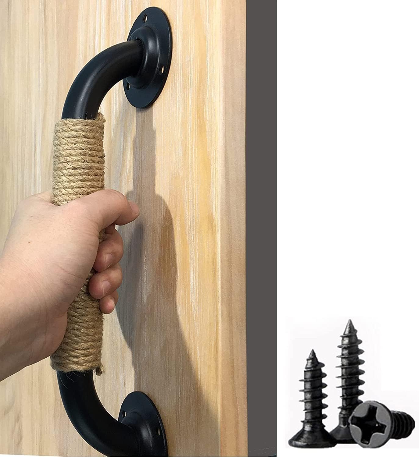 DUDSME Shower Door Handle 2 Pack Retro Big Wooden Door Hemp Rope Handle ...