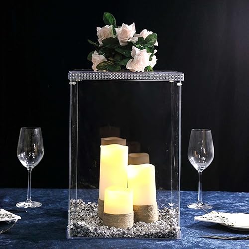 Miniatura 2 de Efavormart - Caja de exhibición transparente de 16 pulgadas para centros de mesa con tapa y base intercambiables