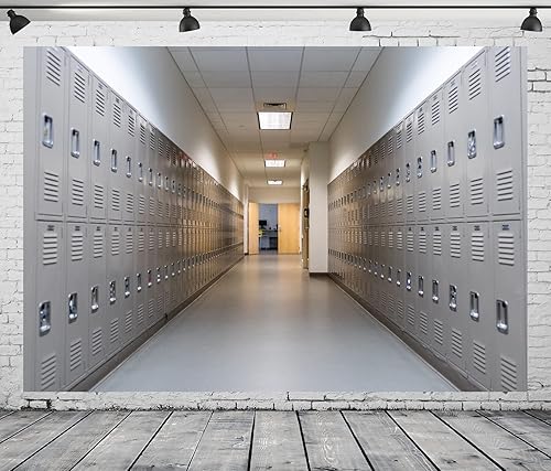 Miniatura 3 de BELECO 10x8ft Fabric White Lockers in School Hallway Backdrop Gym Metal Locker Room Decor Security Storage Cabinet Safety Depositor Photography