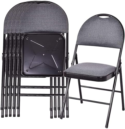 S AFSTAR Paquete de 6 sillas plegables acolchadas con asiento acolchado tapizado y respaldo para silla de fiesta de boda, oficina en casa, Gris,Beige
