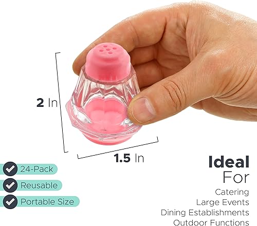 Miniatura 4 de Crafts Central Mini salero y pimentero de plástico para fiestas, restaurantes y bodas - 24 piezas (rosa)