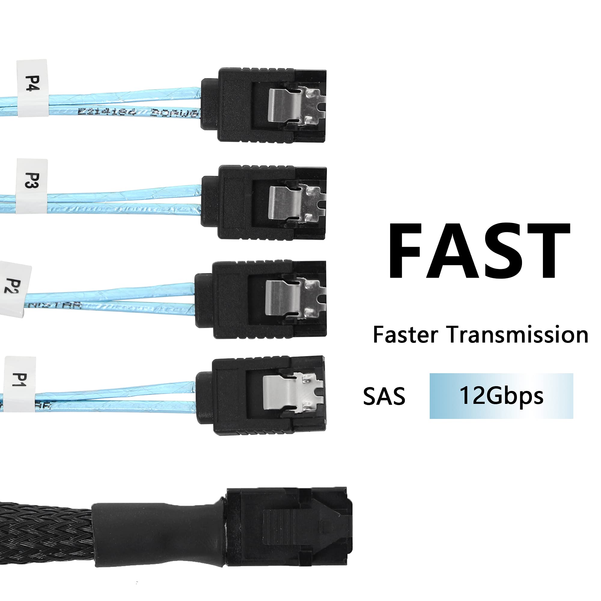 CERRXIAN 0.5m Internal HD Mini SAS SFF-8643 Host to 4 x SATA 7 Pin