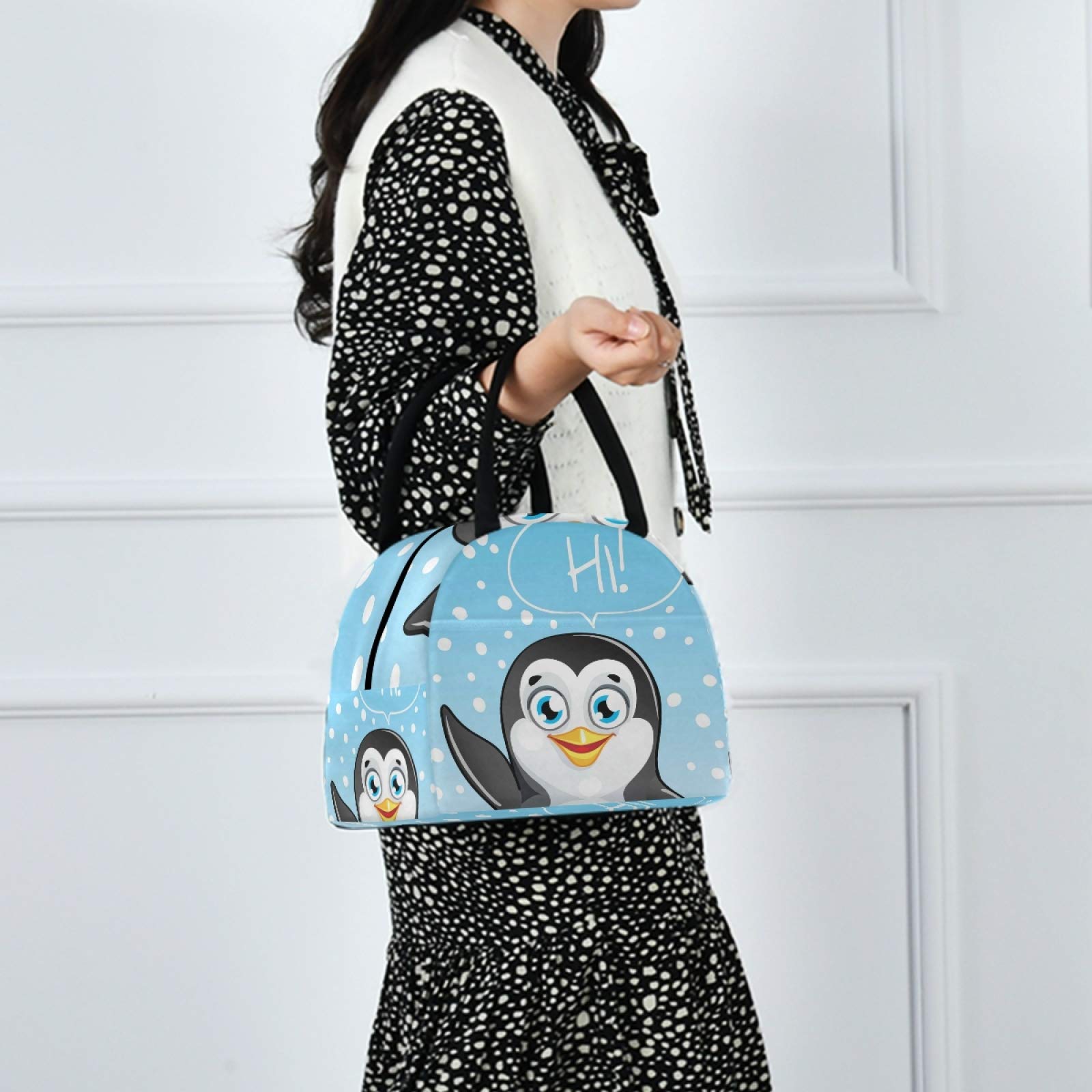 Borsa Termica Per Pranzo Per Bambini Con Simpatico Pinguino | Termosina A Prova Di Perdite Per Scuola E Ufficio | 20x10x25 Cm