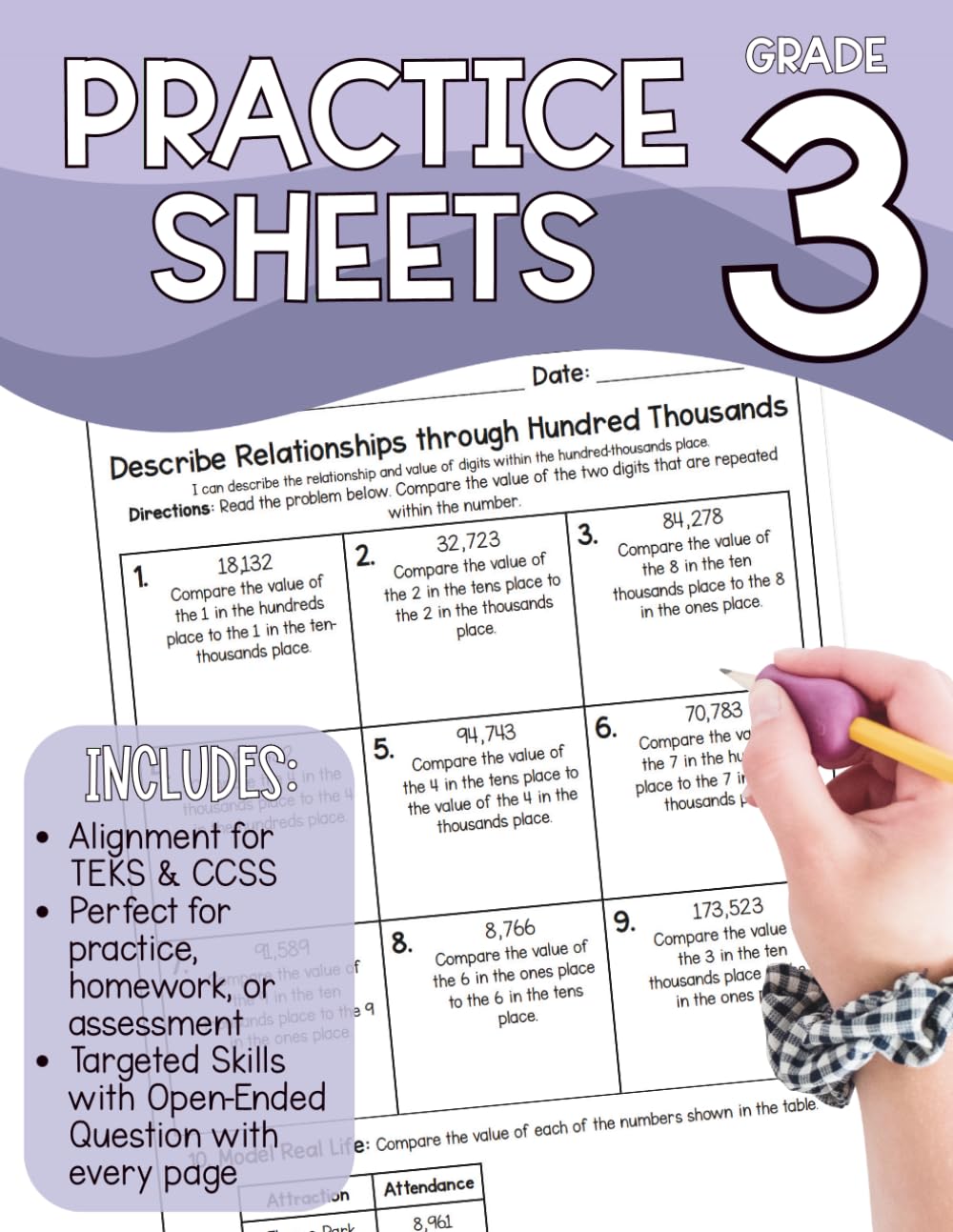 Third Grade Math Practice Sheets - Practice Workbook - 3rd Grade Skills - TEKS - Common Core - Math Skills - Math Workbook - Homeschool Practice (Third Grade Math Skills Workbook Series)