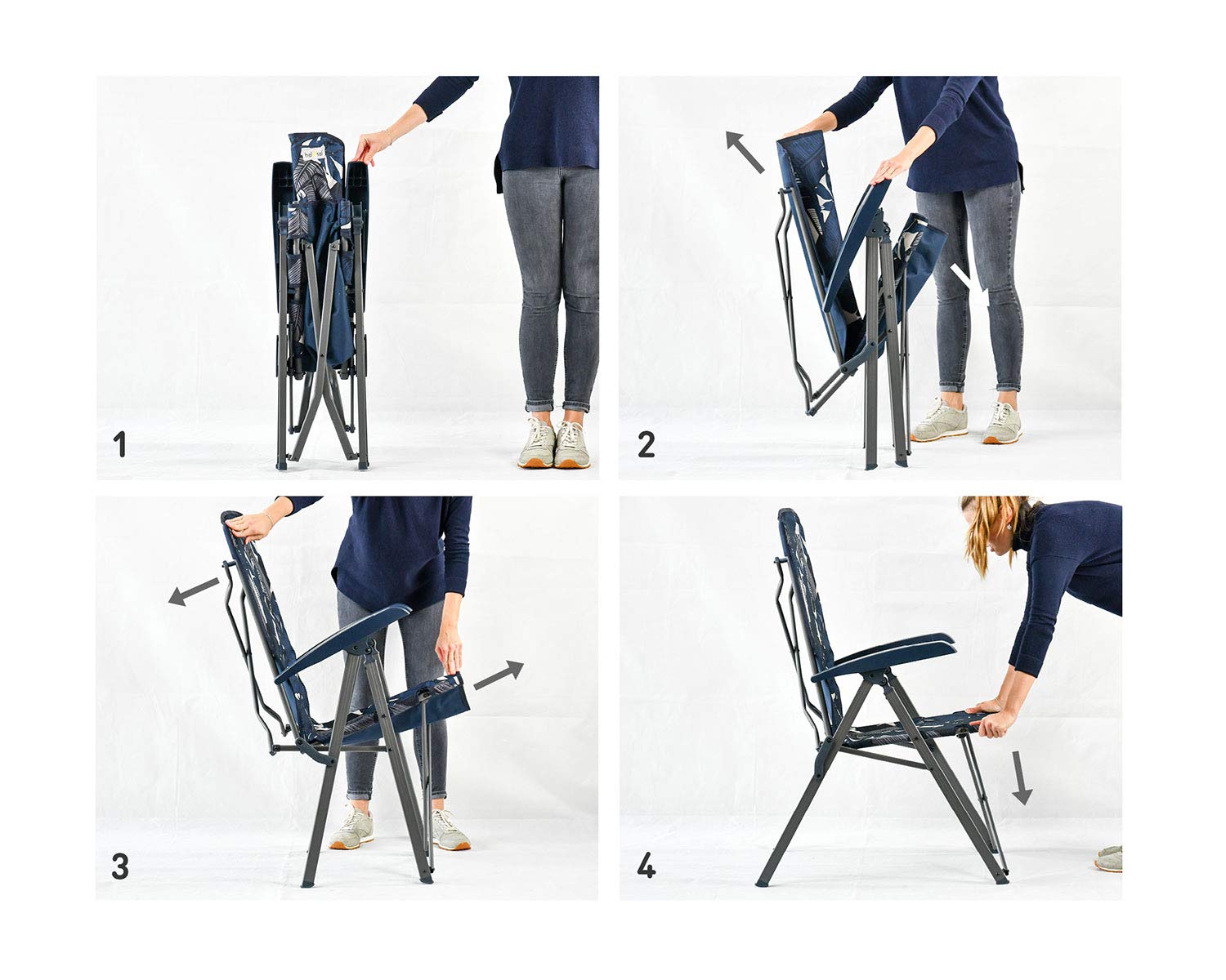 bel sol campingstühle Bel-sol Diva blau Campingstuhl Aluminum / 120 kg Tragkraft/wetterfest/klappbar/faltbar Sport & Freizeit Roulotte Camping Le Domaine de Color:Navy-USA