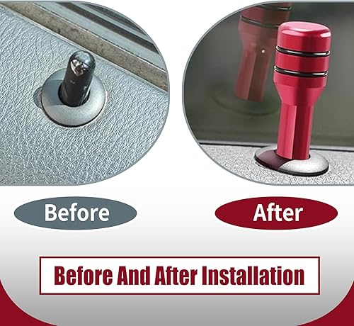 Miniatura 4 de Paquete de 4 tiradores de puerta interior automotriz, pasadores de aleación de aluminio para cerradura de puerta interior, perillas universales de