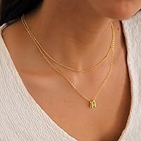 Vista 7 de Collar de letras doradas y plateadas, con inicial en capas para mujer, pequeños collares con dije, gargantilla delicada, collar lindo apilable