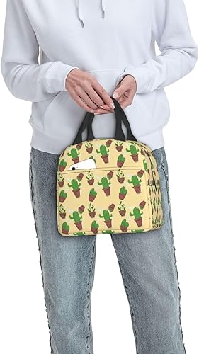 Miniatura 9 de Lonchera con diseño de cactus para mujeres y hombres, con aislamiento, reutilizable, organizador de almuerzo, impermeable, bolsa de mano refrigerante