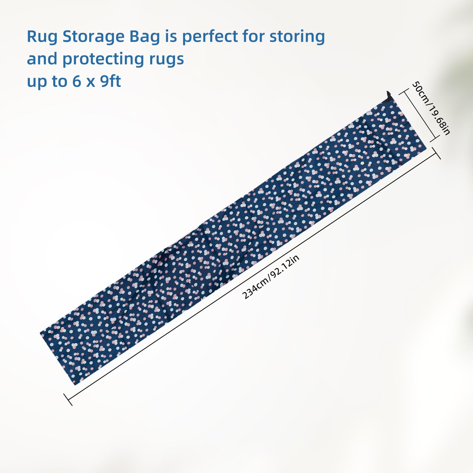 letsinstyle 92 x 20 Inch Flower Oxford Cloth Jumbo Rug Storage Bag, Dustproof Carpet Protection Bags, Rolled Rugs Drawstring Carpet Pouch for Indoor Outdoor Carpet Storage Packing