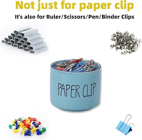 Miniatura 2 de Soporte de clip de papel de cerámica, organizador dispensador de clips de carpeta de granja para escritorio, lindo soporte de alfileres de oficina,