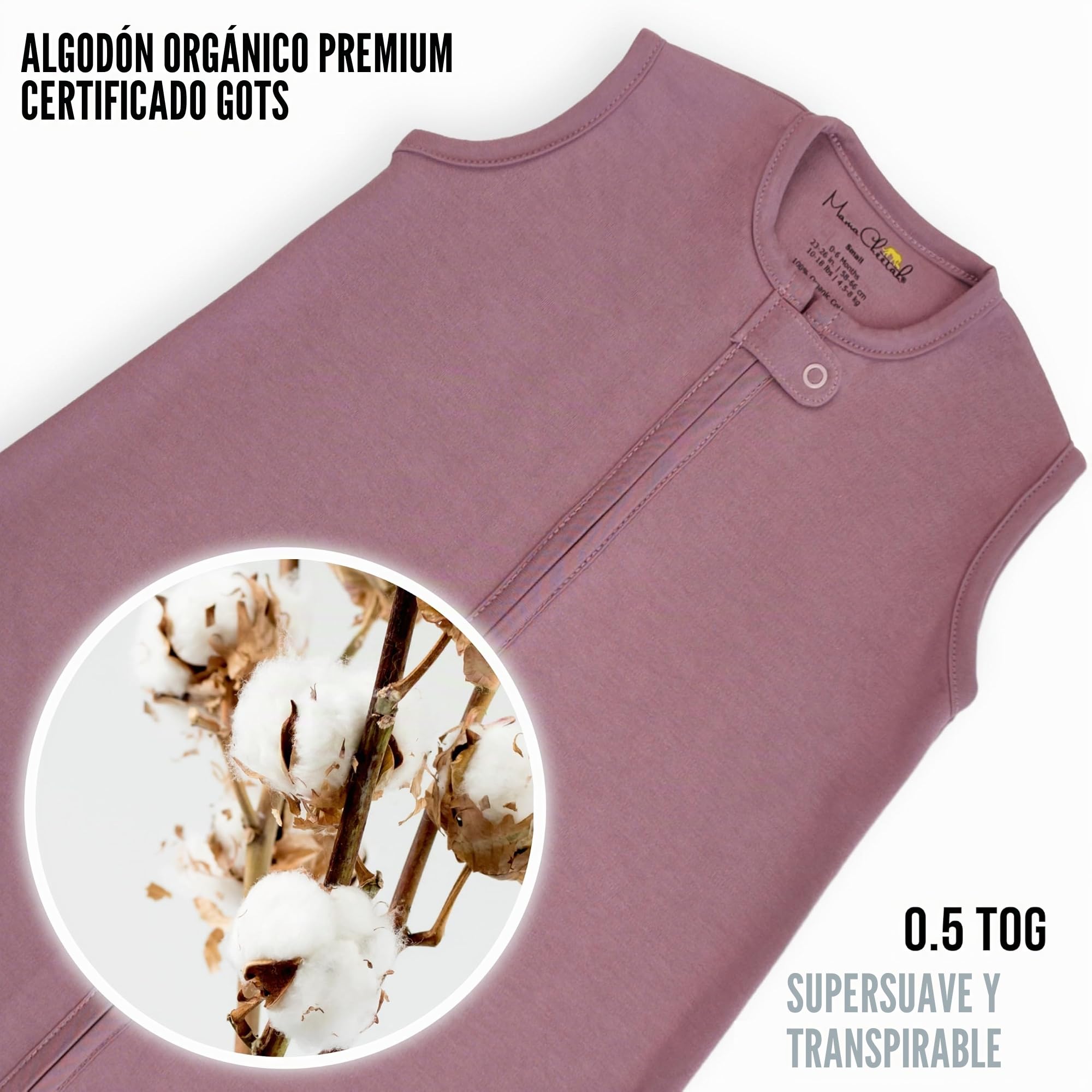 Saco de dormir para bebé 0,5 TOG, manta portátil para bebé de algodón orgánico con cremallera doble, transición de pañales recién nacidos para niños y niñas, 0-6 meses