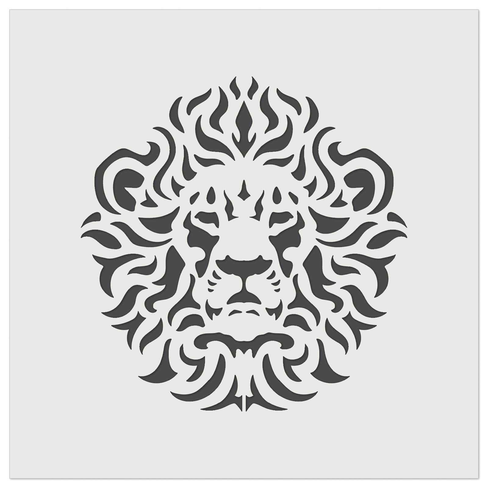 Arabesque Floral Decorative Lion Head Wall Cookie DIY Craft Reusable Stencil - 5.5 Inch