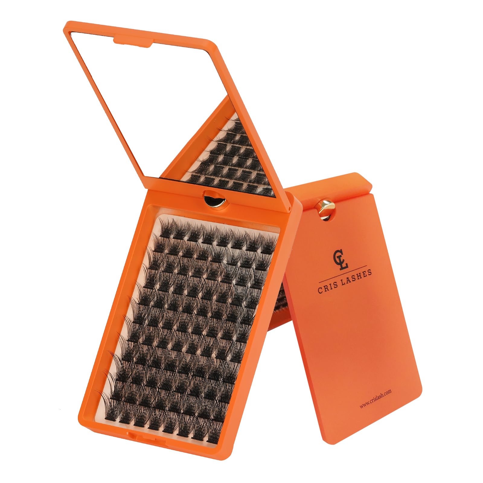 Lash Clusters DIY False Eyelashes Extension Individuals Crislashes Flat Cluster Lashes Natural Super Soft & Light 88 PCS + Portable Lashes Case with Flip Makeup Mirror (FLUTTER Curl-C Mix 10-16mm)