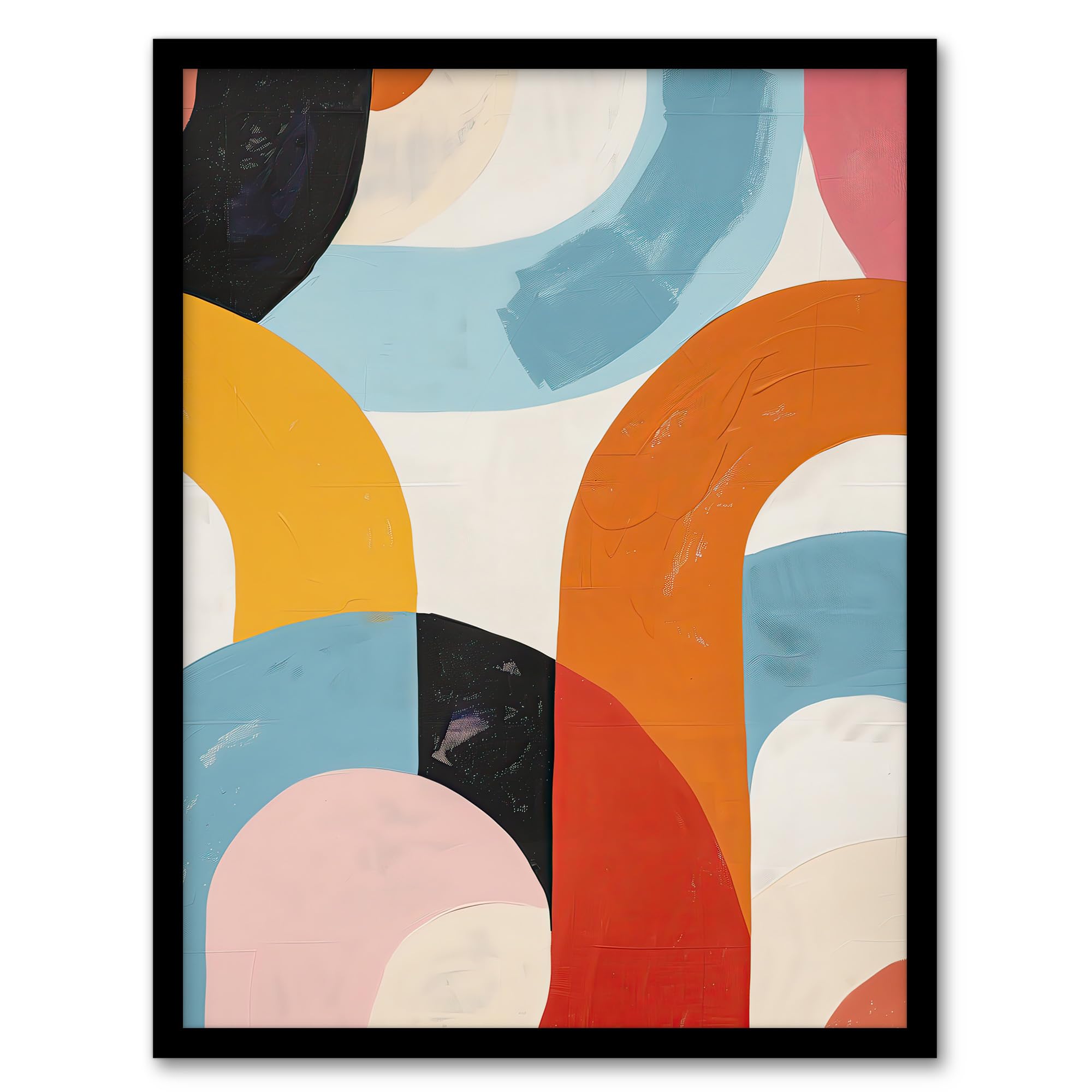 Artery8 Abstract Rainbow Mid Century Modern Oil Painting Living Room Artwork Framed Wall Art Print 18X24 Inch