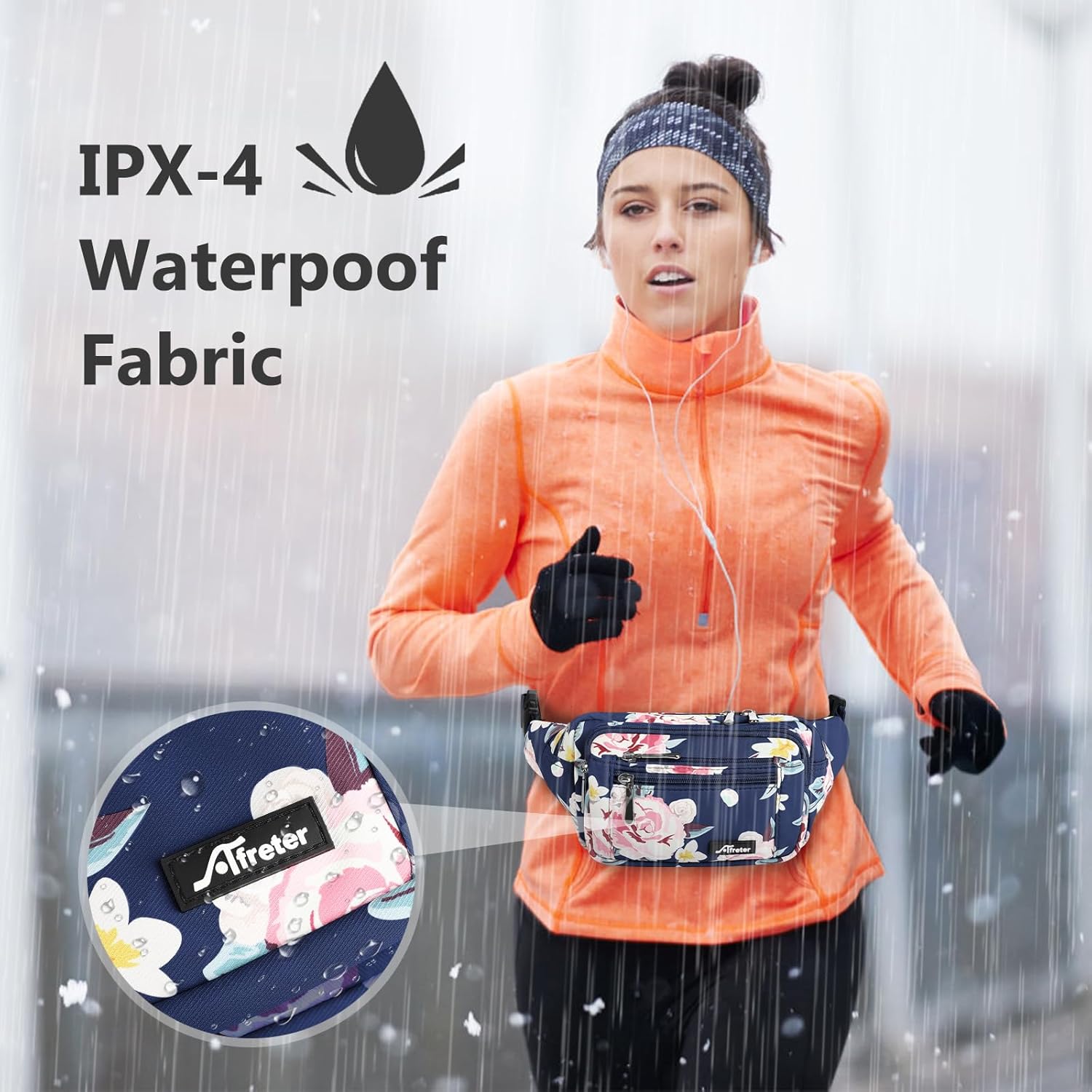 Waist Pack Bag Fanny Pack for Men&Women Hip Bum Bag with Adjustable Strap for Outdoors Workout Traveling Casual Running Hiking Cycling (New Blue Flowers) - Image 6