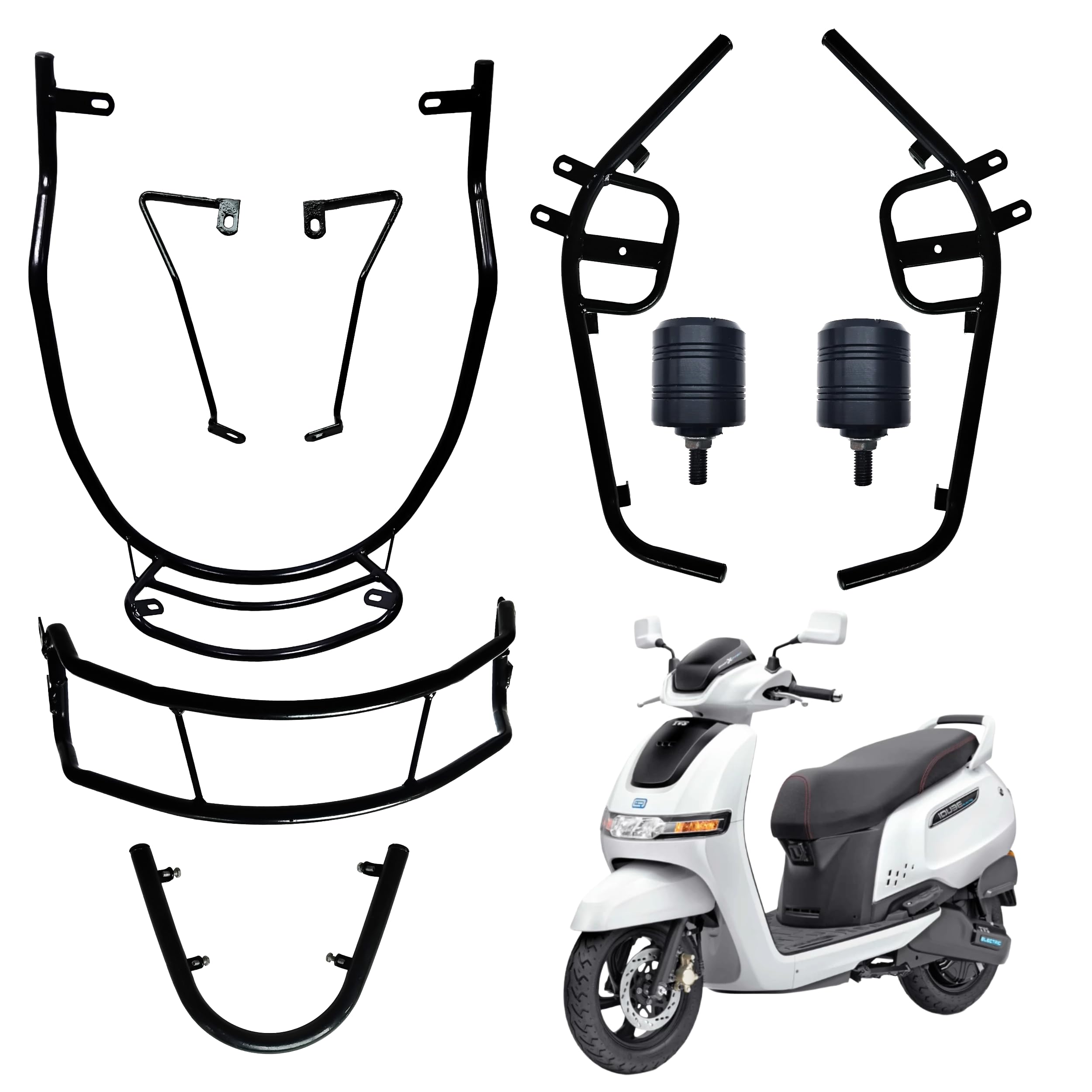 IQUBE CRASH GUARD WITH FRAME SLIDER LAGGUARD FRONT AND REAR CRASH GUARD SUITABLE FOR IQUBE ALL MODEL ELECTRIC SCOOTER (SET OF 1)-image-6