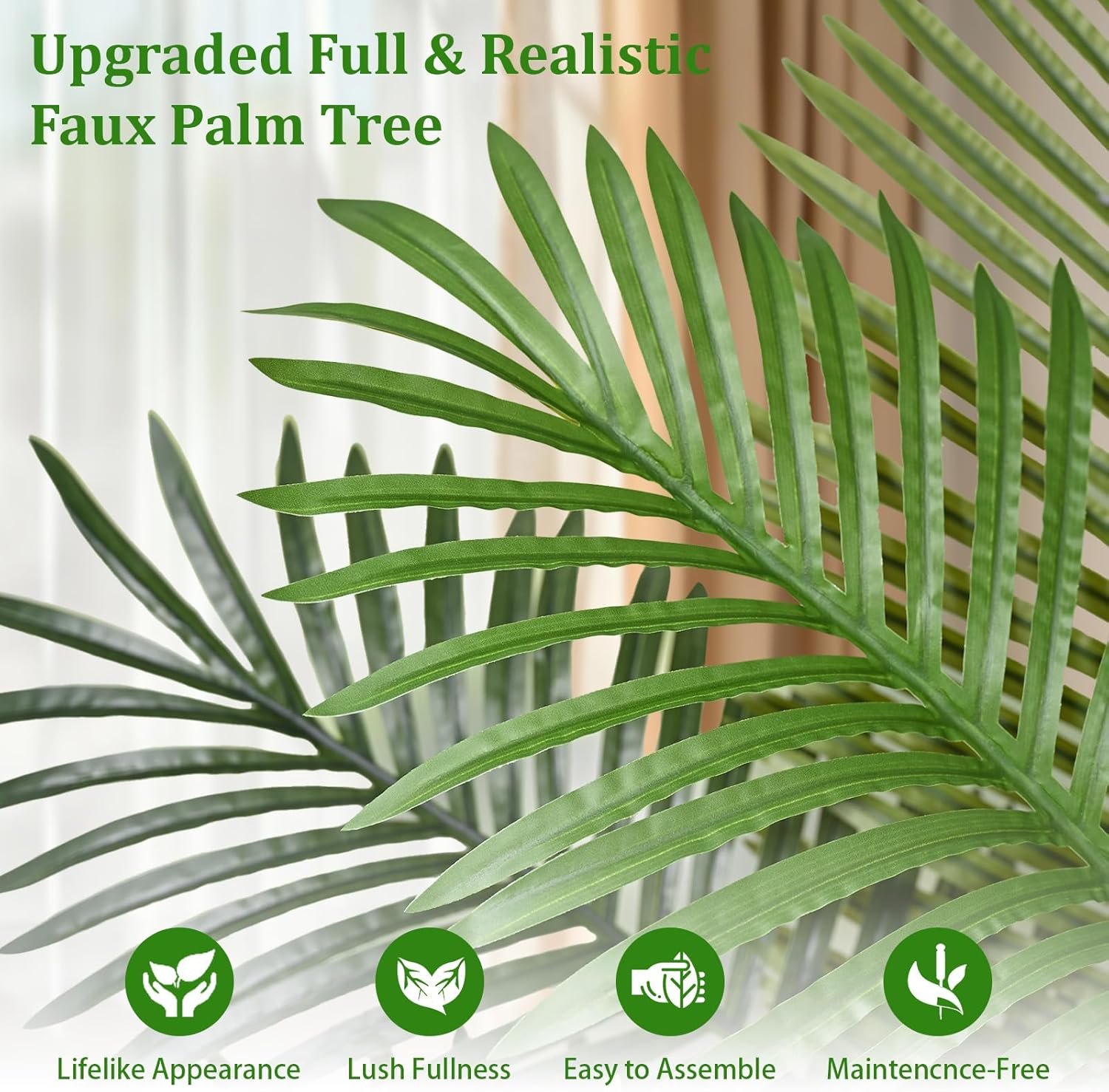 Yastouay 5.2 FT Artificial Plants Indoor, Tall Plant Palm Tree with Weighted Planter, Tropical Fake Tree with Realistic Leaves & Trunks for Home Office Living Room Bedroom Indoor Outdoor Decor