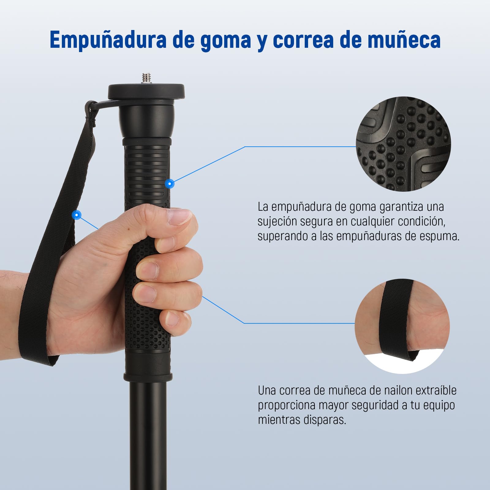 NEEWER 66,5" Monopié Cámara, Ligero Monopié Viaje Aluminio para Videocámaras DSLR, Fotografía y Grabación, Adaptador de Rosca de 1/4" y 3/8", Palo Selfie de Trekking, Carga Máxima de 10kg, TP42