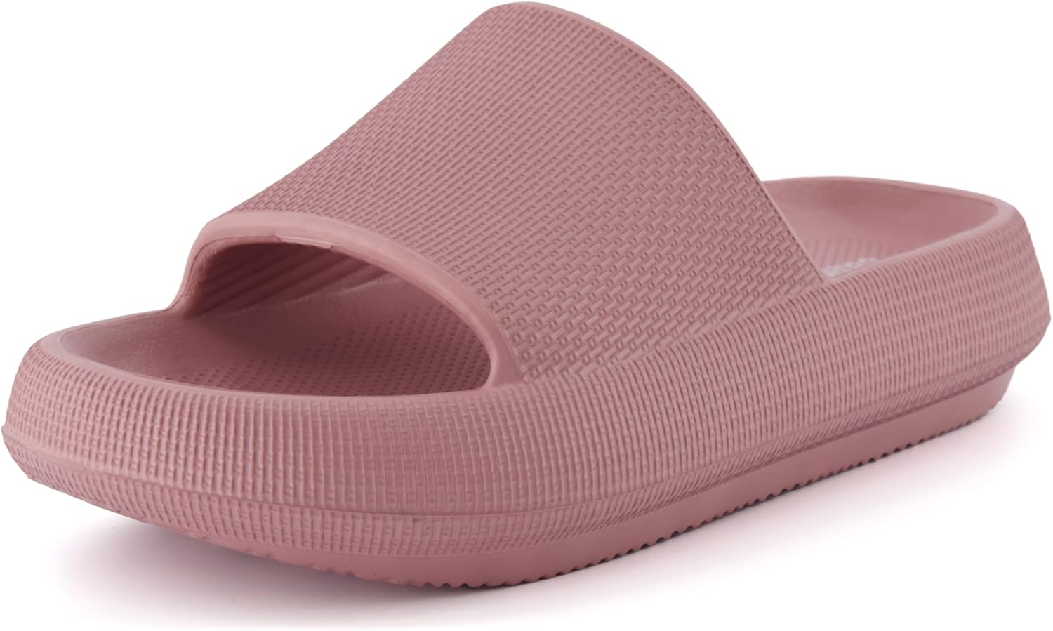 CUSHIONAIRE Feather Slides  Comfortable Cloud Cushion House Slippers for Women, Indoor Outdoor EVA Foam Foot Spa Shower Shoes, Non-Slip Arch Support