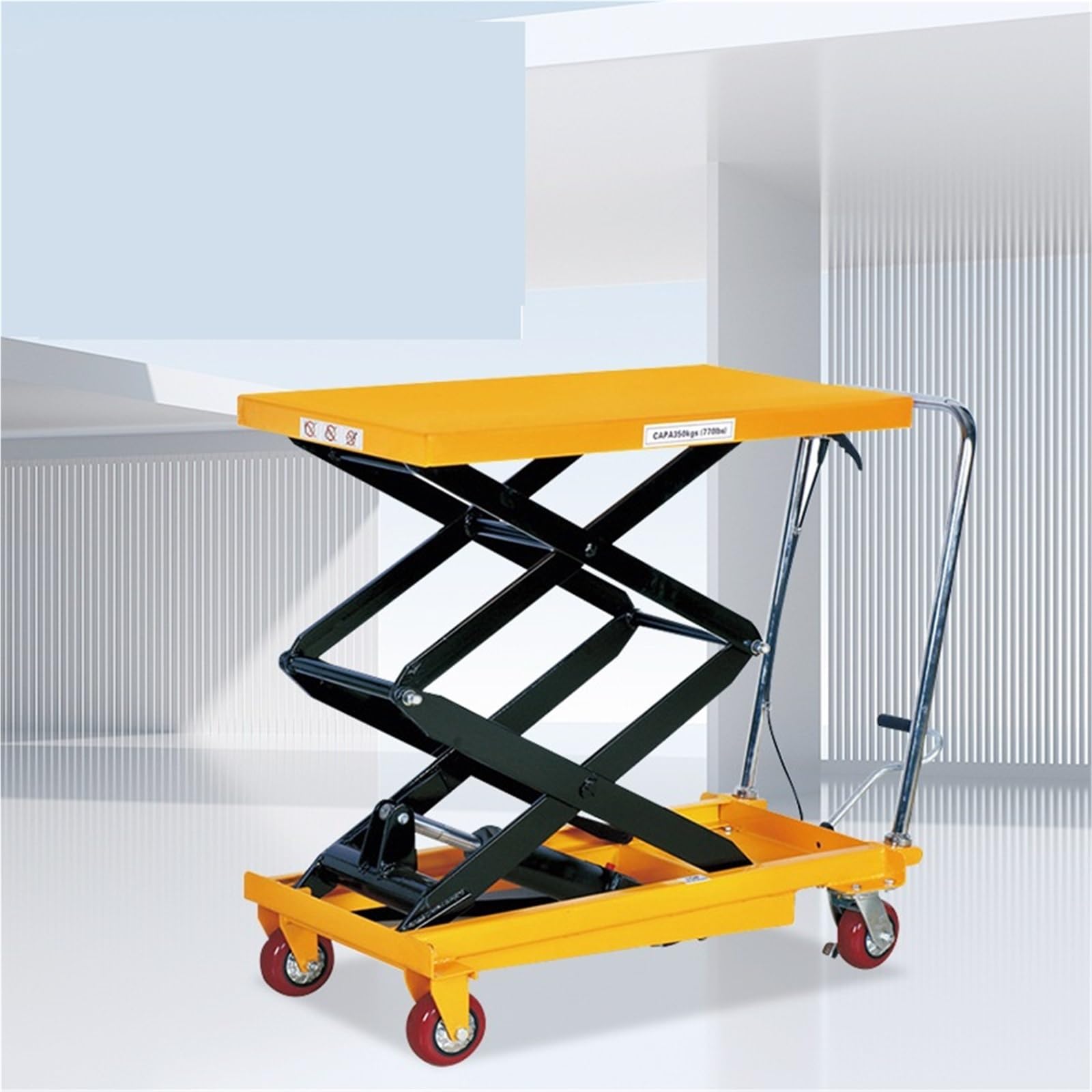 Klappbarer Tischwagen mit hydraulischem Hub und hydraulischem Scherenwagen. Manuelle Doppelscherenhebebühne for den Materialtransport(350KG 1.3M)
