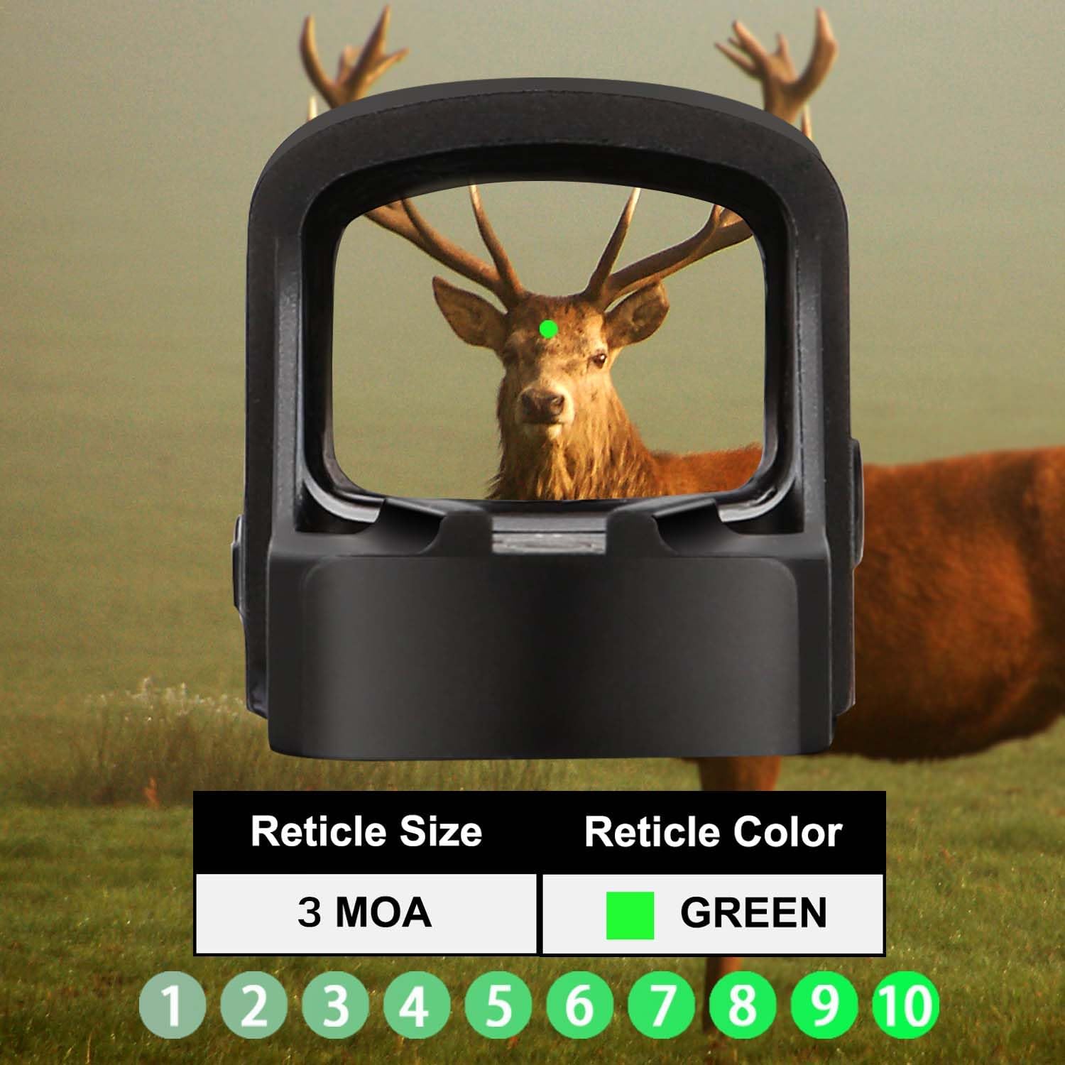 HHC17G Micro RMSc Green Dot Sight Side-Battery Loading Shake Awake 3 MOA Optical Reflex Sights w/Picatinny Mount