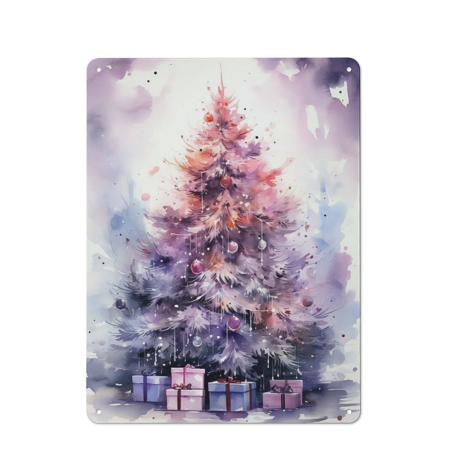 Junmoney Watercolor Winter Wonders Retro-Style Metal Plaque 40X30cm For Garage Or Workshop, For Garage, Workshop And Man Cave Decoration