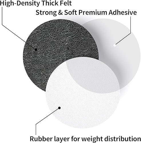 Miniatura 3 de Yelanon Almohadillas de fieltro para muebles de madera dura, 80 almohadillas de fieltro prémium para patas de silla, protectores de piso para