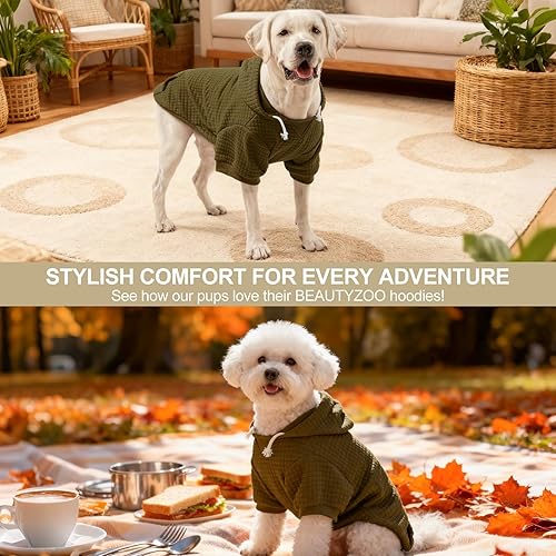 Vista 112 de BEAUTYZOO Suéter con capucha para perros pequeños y medianos con bolsillos, ropa para perros pequeños y medianos, abrigos de algodón laminado