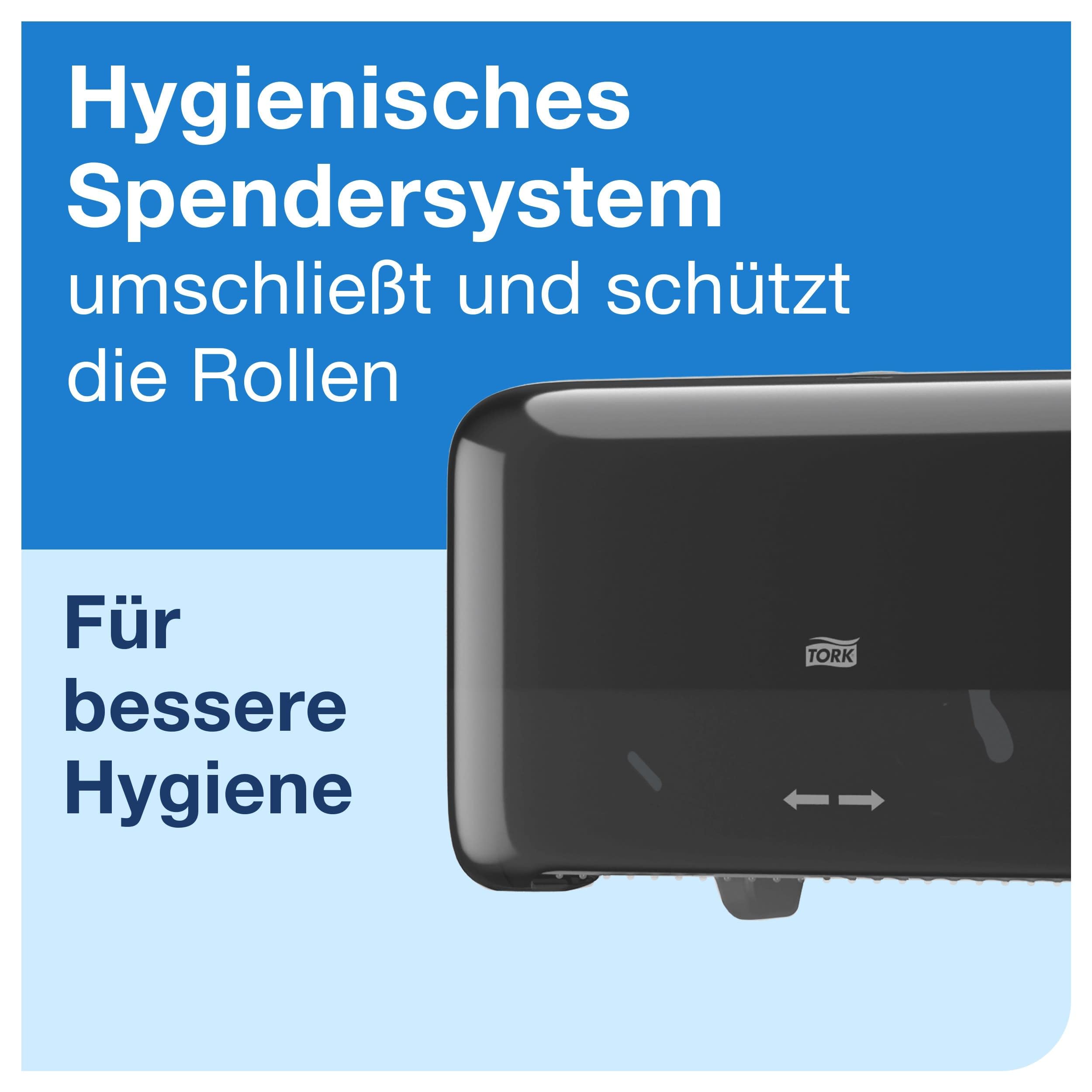 Tork OptiServe Doppelrollenspender für Hülsenloses Toilettenpapier Schwarz T7, horizontaler Toilettenrollenspender, Elevation Design, 558068