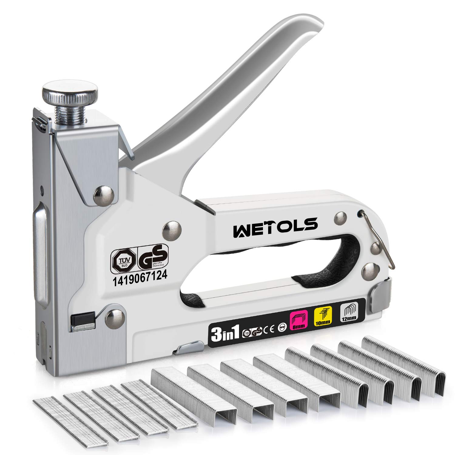 WETOLS Staple Gun, Heavy Duty Staple Gun, 3 in 1 Manual Nail Gun with