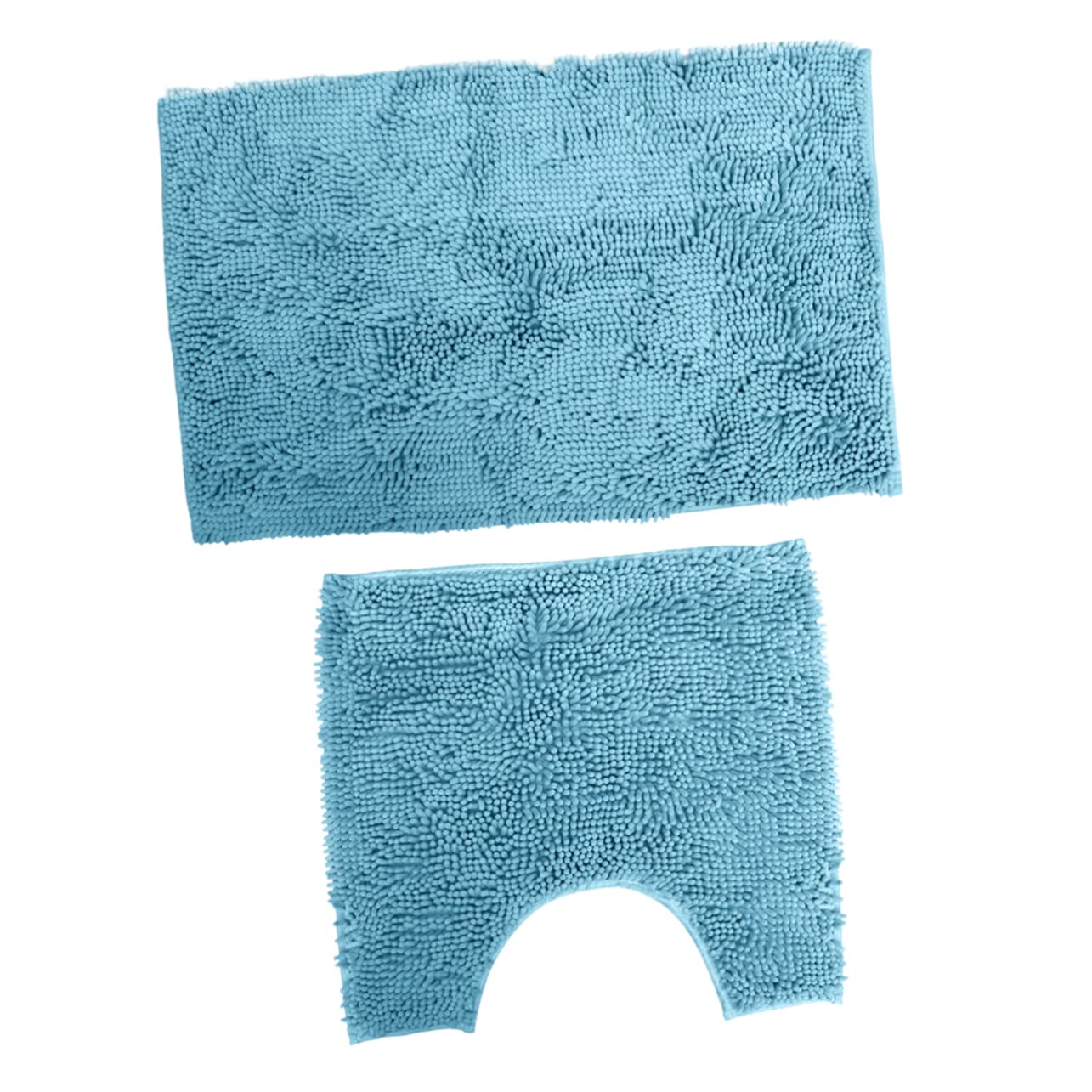 Tapis de Bain Absorbants et Antidérapants Bleu en Chenille Lot de 2 Faciles à Nettoyer, pour Salle de Bain Cuisine