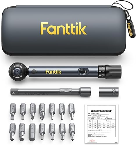 Fanttik WB10 Nova - Juego de llaves dinamométricas para bicicleta de 14 pulgadas, 2-10 Nm1.47-7.37ft-lb, 14 bits de doble dirección, clic de doble