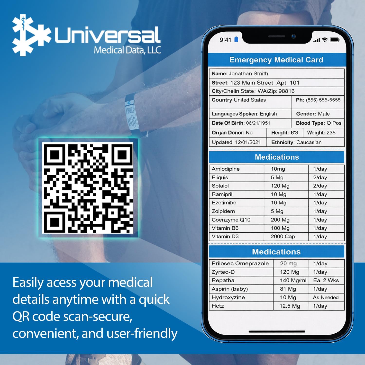 QR Code Medical Alert ID Bracelet for Men Women – Scannable Emergency Medical ID Wristband with Online Health Profile & ICE Contacts – Custom Engraved Waterproof Silicone Medic Band for Diabetes