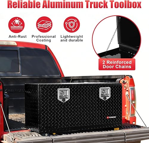 Miniatura 6 de FORWODE Caja de Herramientas para Camión de 36 Pulgadas Bajo el Chasis, Caja de Herramientas de Remolque de Aluminio de Servicio Pesado para Cama de