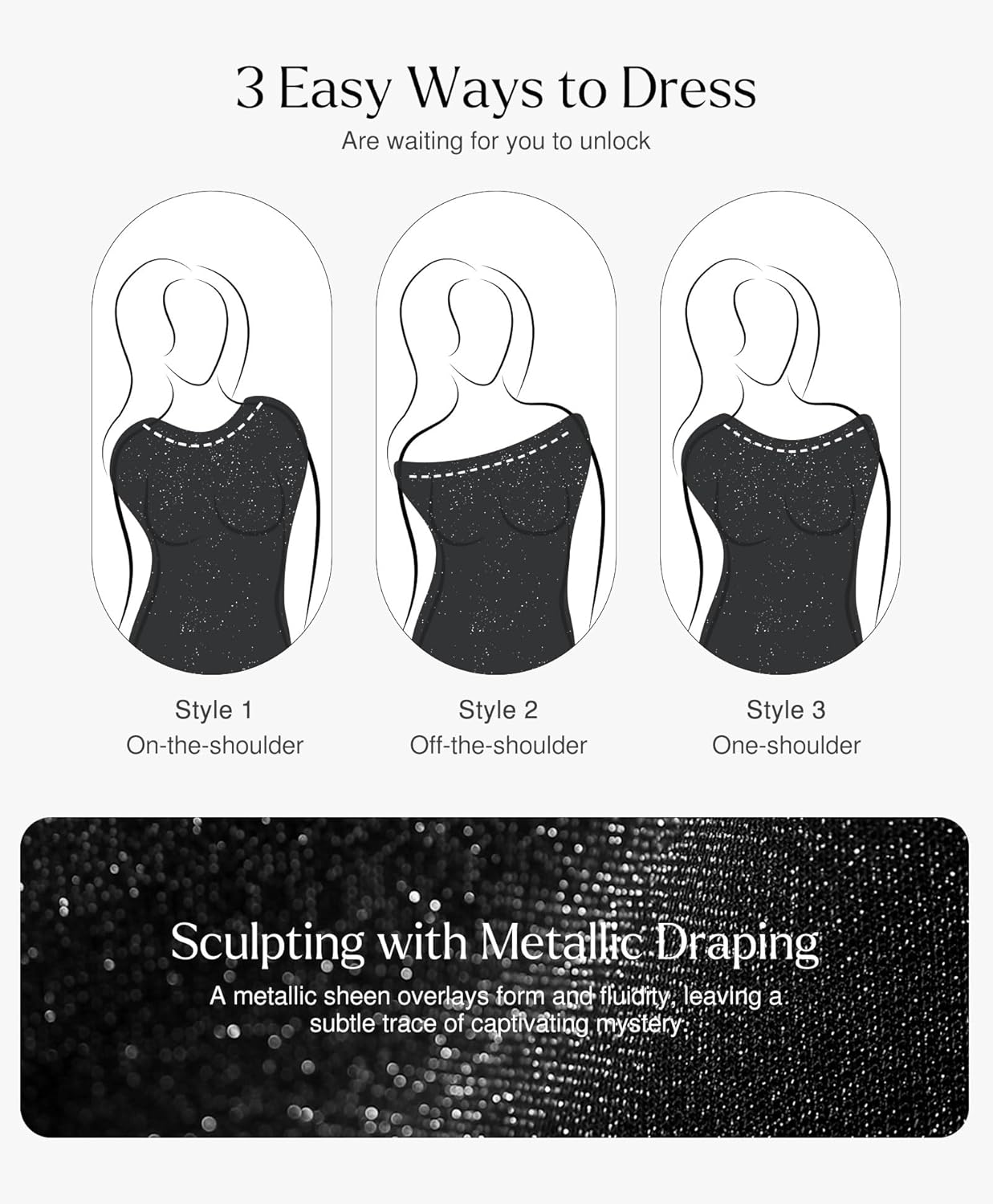 Popilush Shapewear Maxi Dress Women's Sparkly Off Shoulder Long Sleeve Formal Cocktail Dresses Bodycon Mermaid Dress - Image 5