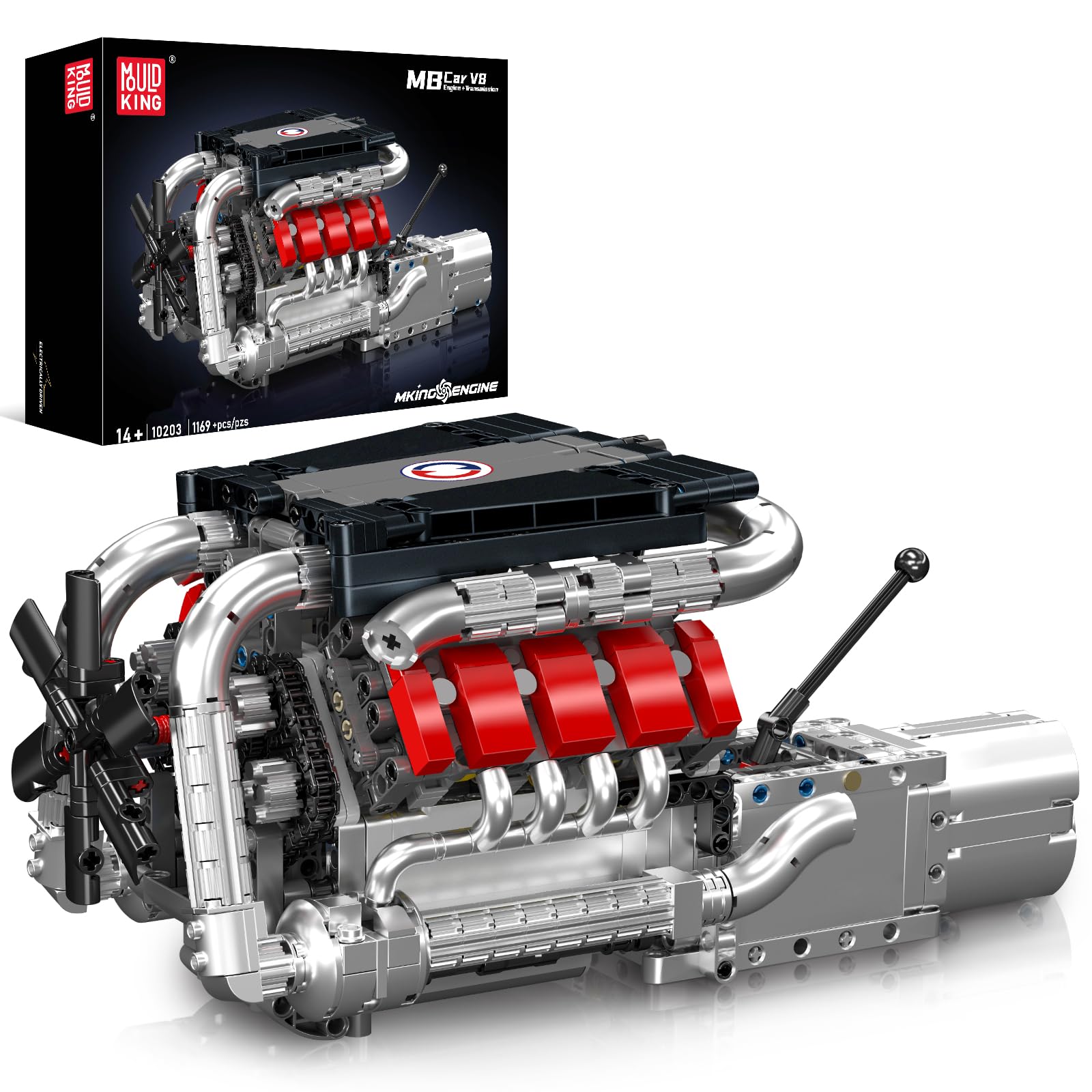 Mould King V8 Engine Building Blocks Set, 10203 Engine Model That Runs, Mini Engine for Adults with Battery and Motor, Construction Toys for Teens(1169 Pcs) — image 1