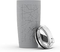 Vista 49 de Well Told Vaso de café aislado con mapa de Washington DC grabado, taza de acero inoxidable grabada (20 onzas, blanco) con aislamiento de mapa